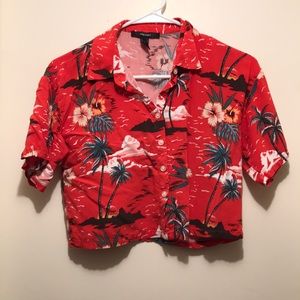 Forever 21 crop top hawaiian shirt